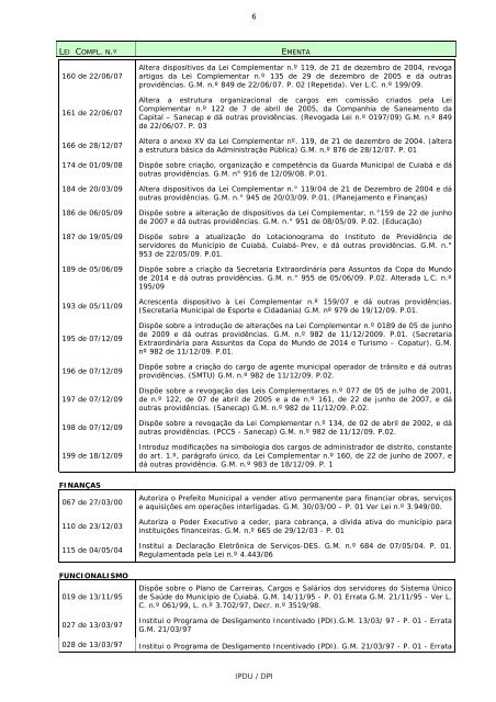 ementário da legislação municipal por assunto - Prefeitura de Cuiabá