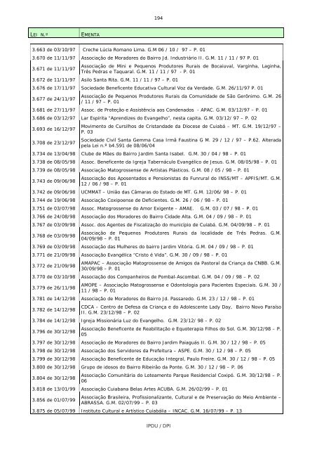 ementário da legislação municipal por assunto - Prefeitura de Cuiabá