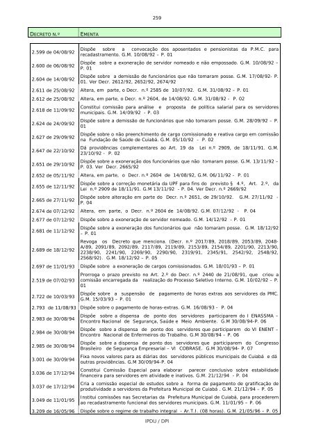 ementário da legislação municipal por assunto - Prefeitura de Cuiabá