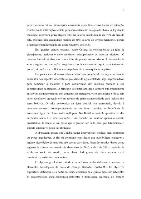 caracterização ambiental e hidrológa da bacia do córrego ... - Index of