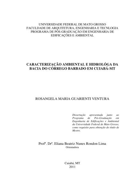 caracterização ambiental e hidrológa da bacia do córrego ... - Index of