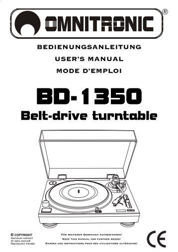 OMNITRONIC BD-1350 Plattenspieler