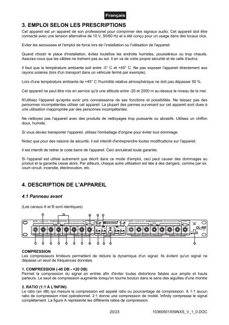 BEDIENUNGSANLEITUNG CL-66 Compressor-Limiter - Djpoint.net