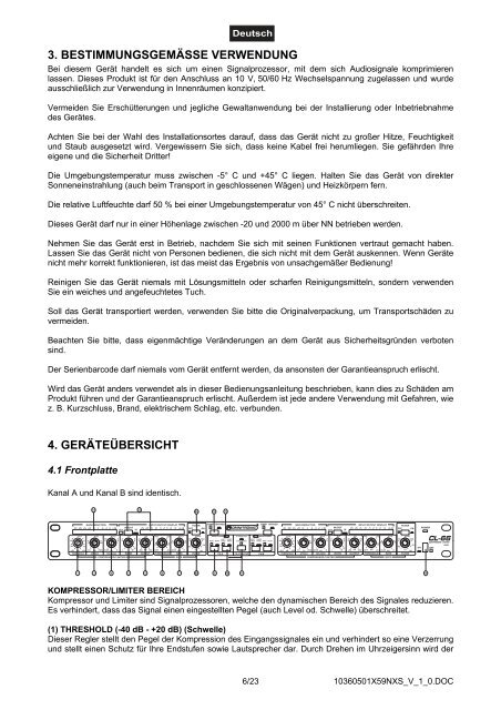 BEDIENUNGSANLEITUNG CL-66 Compressor-Limiter - Djpoint.net