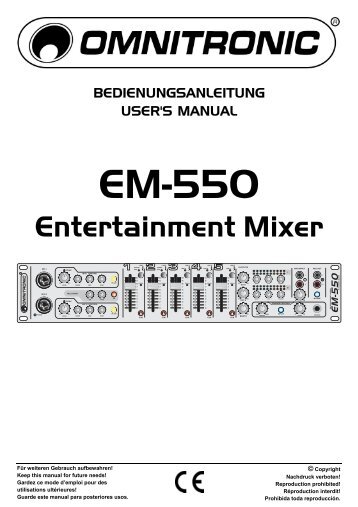 BEDIENUNGSANLEITUNG EM-550 Entertainment Mixer - Terralec