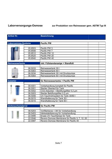 preisliste 2009 - Laborfachhandel Kauffmann