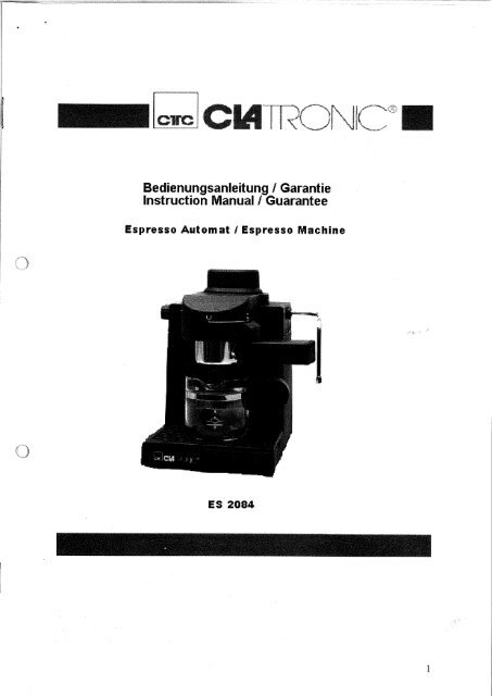 Clatronic ES2084 User Guide Manual by coffeemakers-catalog.com