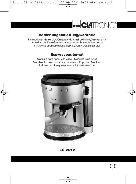 ES  Bedienungsanleitung/Garantie Espressoautomat - Clatronic