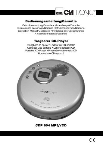 CDP 604 MP3/VCD Bedienungsanleitung/Garantie ... - Clatronic