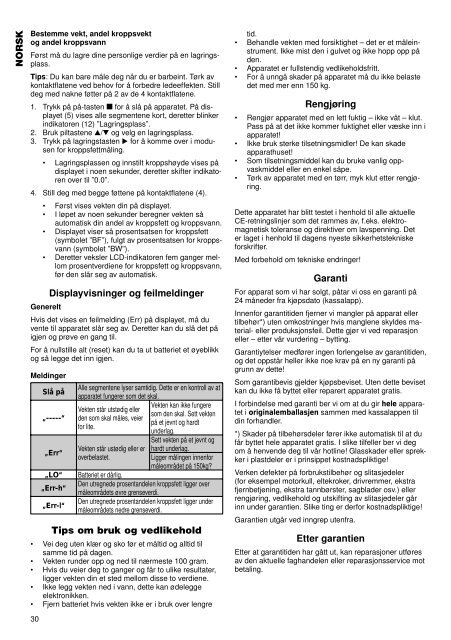 Bedienungsanleitung/Garantie Fettanalysewaage PW ... - Clatronic