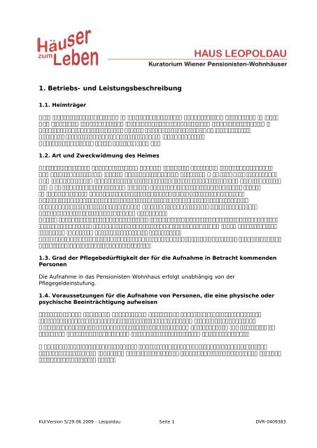 1. Betriebs- und Leistungsbeschreibung