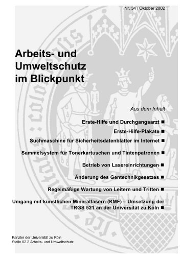 Arbeits- und Umweltschutz im Blickpunkt - Universität zu Köln