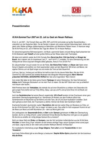 Presseinformation KI.KA-SommerTour 2007 am 22. Juli zu Gast am ...