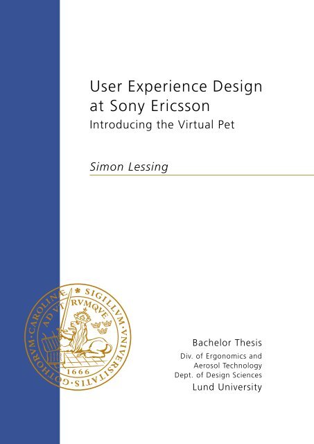 User Experience Design at Sony Ericsson - Introducing the Virtual Pet