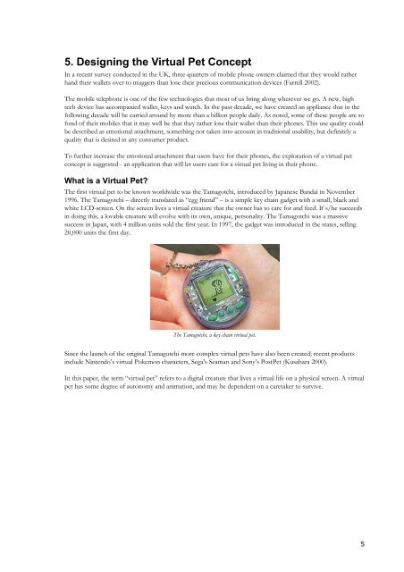User Experience Design at Sony Ericsson - Introducing the Virtual Pet