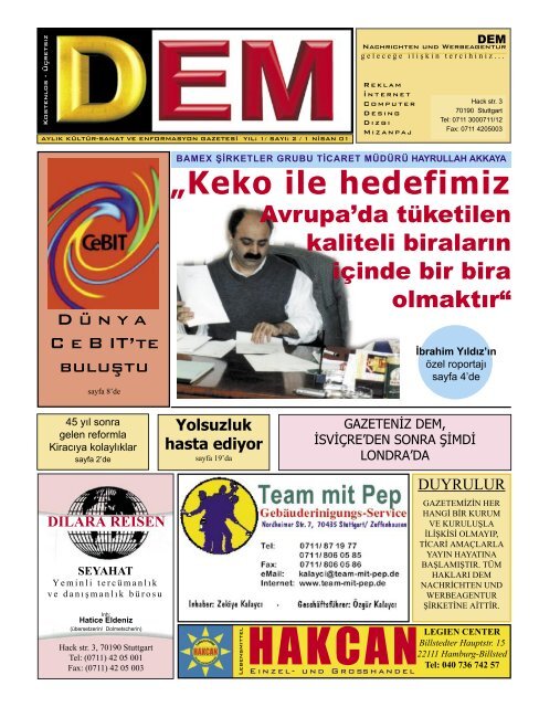 Keko ile hedefimiz Avrupa'da tüketilen kaliteli ... - Dem Gazetesi