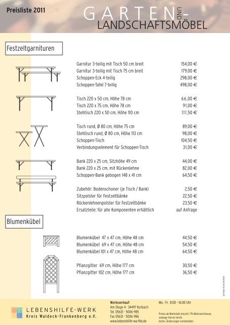 Preisliste 2011 - Lebenshilfe-Werk