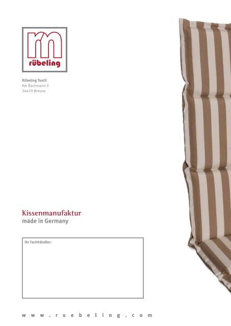 Kissenmanufaktur - Rübeling Textil Gartenmöbelauflagen