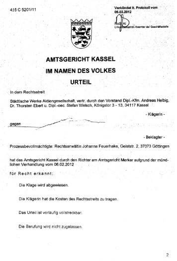 amtsgericht kassel im namen - Bund der Energieverbraucher e.V.