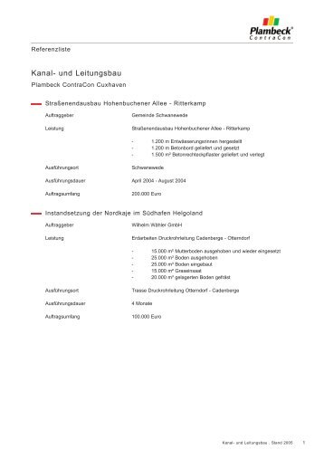 (PDF) Kanal- und Leitungsbau - Plambeck ContraCon Bau und ...