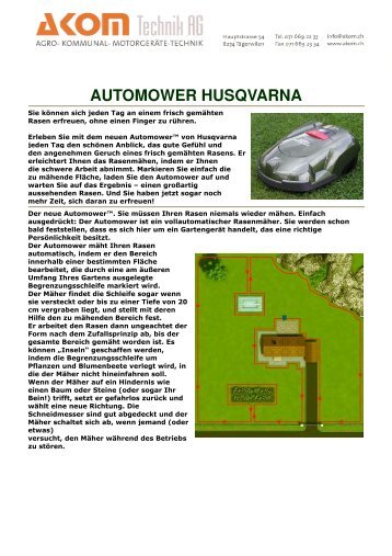 automower husqvarna - Akom Technik AG | Home