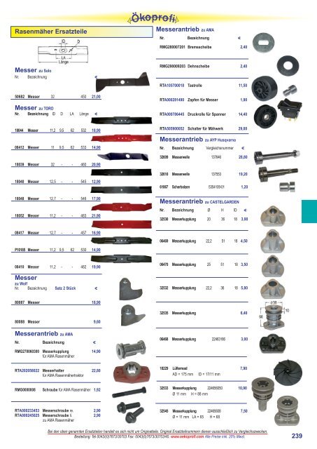 239 Rasenmäher Ersatzteile Messerantrieb zu AMA Messer Messer ...