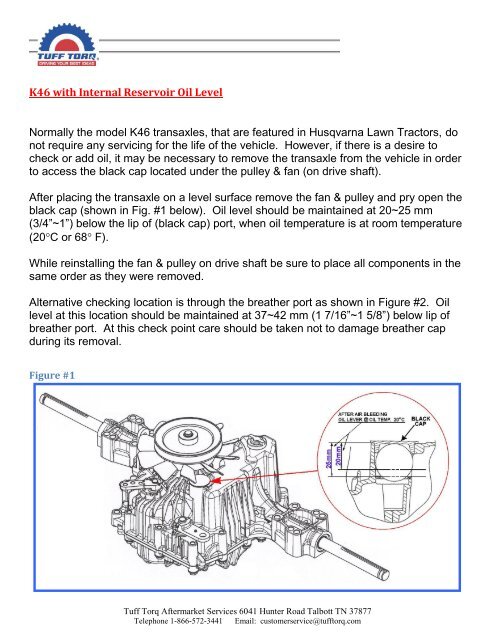 Checking & Adding Oil K46 AW, BA, BN - Tuff Torq Parts