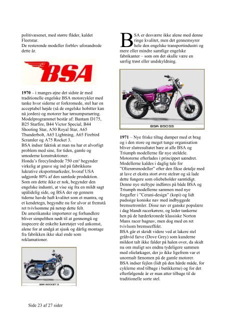 BSA's Historie - Dansk BSA Klub