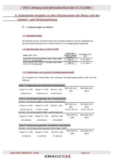 Geschäftsbericht 2006 - Burgenländische Krankenanstalten GesmbH