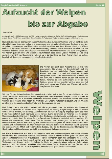 Inhalt - BeagleFriends - DAS Magazin