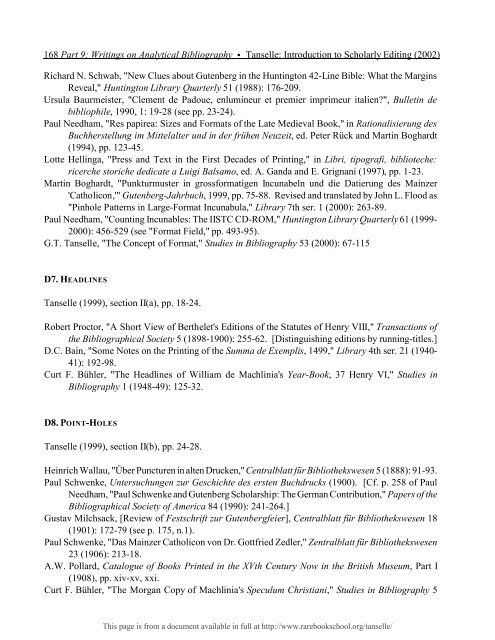 INTRODUCTION TO SCHOLARLY EDITING ... - Rare Book School