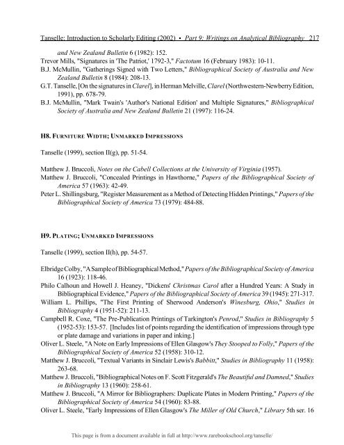 INTRODUCTION TO SCHOLARLY EDITING ... - Rare Book School