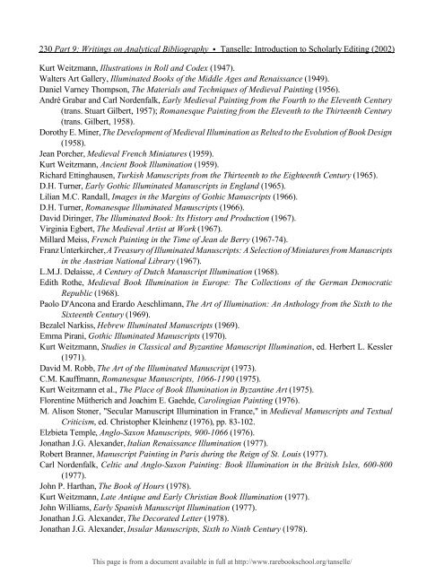 INTRODUCTION TO SCHOLARLY EDITING ... - Rare Book School