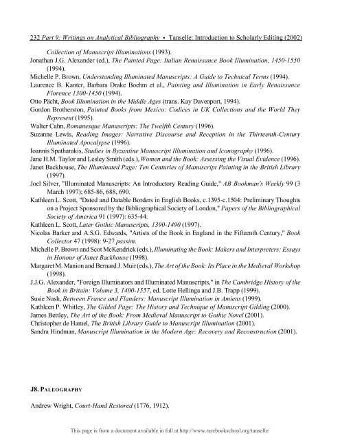INTRODUCTION TO SCHOLARLY EDITING ... - Rare Book School