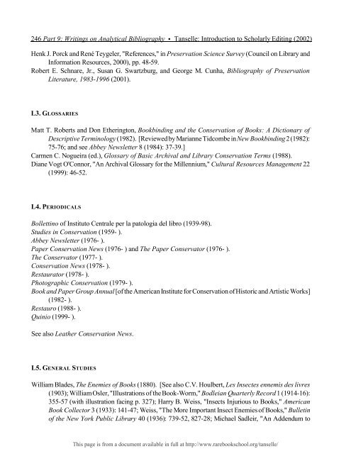 INTRODUCTION TO SCHOLARLY EDITING ... - Rare Book School