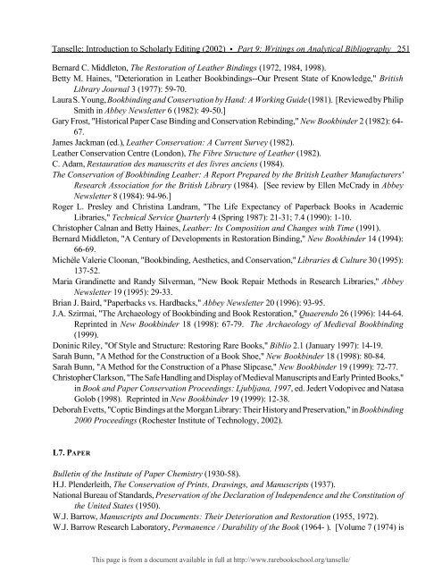 INTRODUCTION TO SCHOLARLY EDITING ... - Rare Book School
