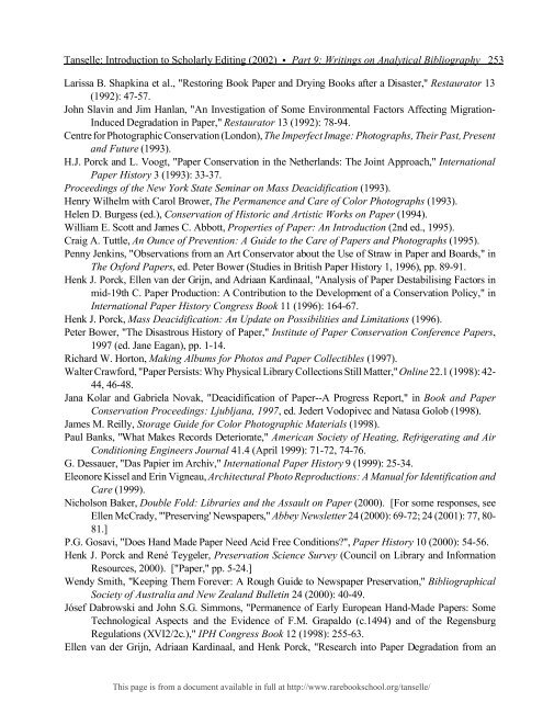 INTRODUCTION TO SCHOLARLY EDITING ... - Rare Book School