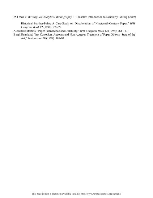 INTRODUCTION TO SCHOLARLY EDITING ... - Rare Book School