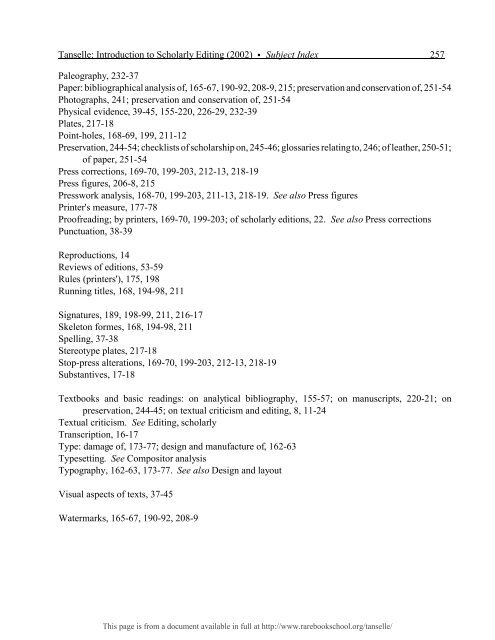 INTRODUCTION TO SCHOLARLY EDITING ... - Rare Book School