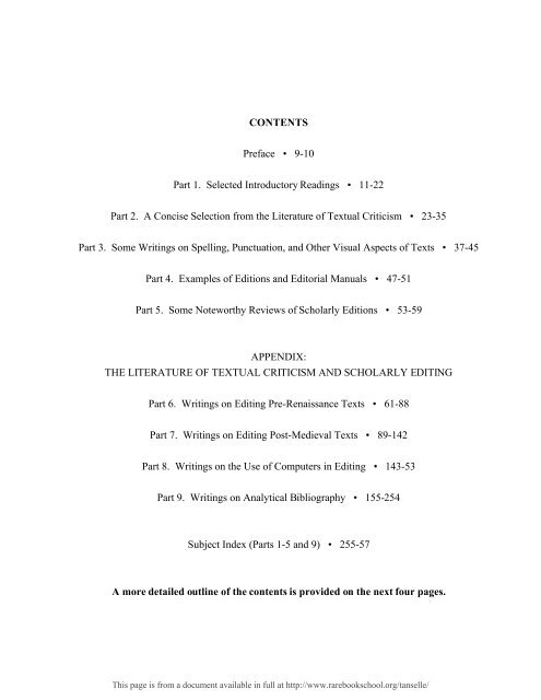 INTRODUCTION TO SCHOLARLY EDITING ... - Rare Book School