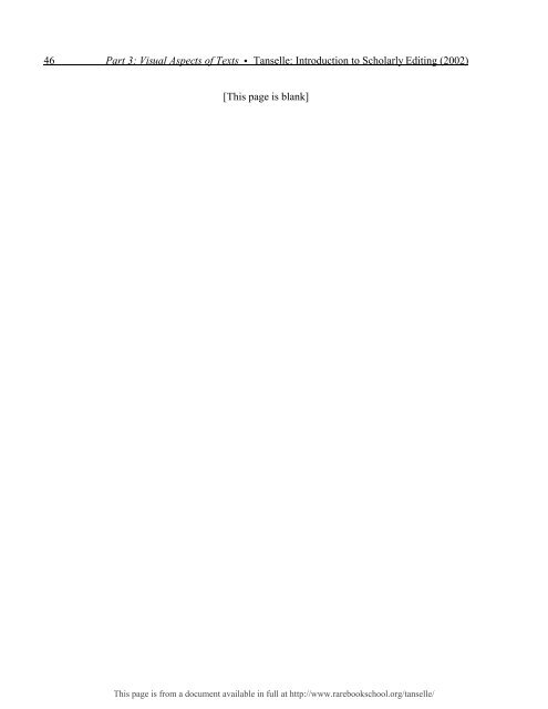 INTRODUCTION TO SCHOLARLY EDITING ... - Rare Book School