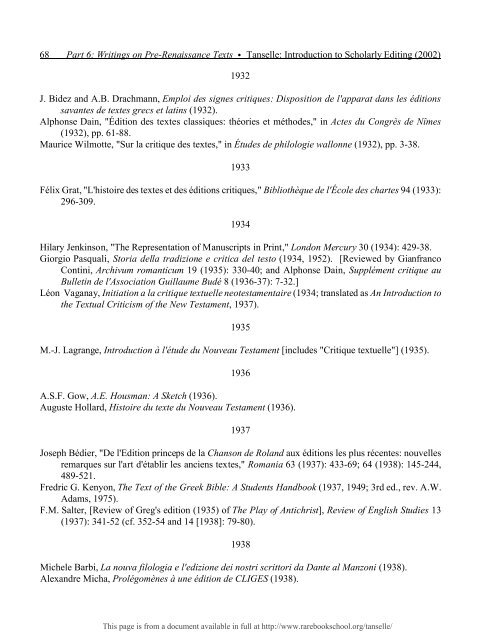 INTRODUCTION TO SCHOLARLY EDITING ... - Rare Book School