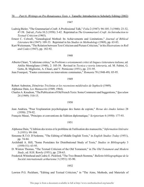 INTRODUCTION TO SCHOLARLY EDITING ... - Rare Book School