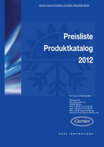 Carrier Kühlmöbel Preisliste 2012