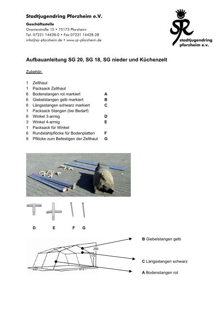 Aufbauanleitung SG 20, SG 18, SG nieder und Kchenzelt
