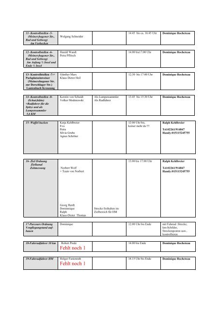 der veröffentlichten Helferliste - LG-Gummersbach