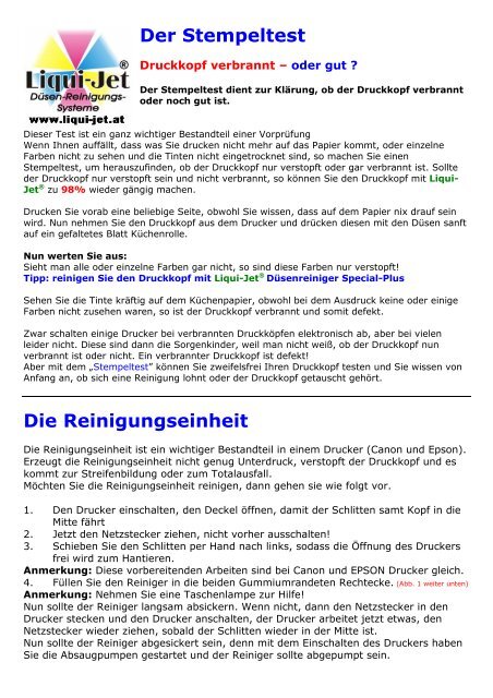 Der Stempeltest Tinten Shop Haag Druckerpatronen Toner