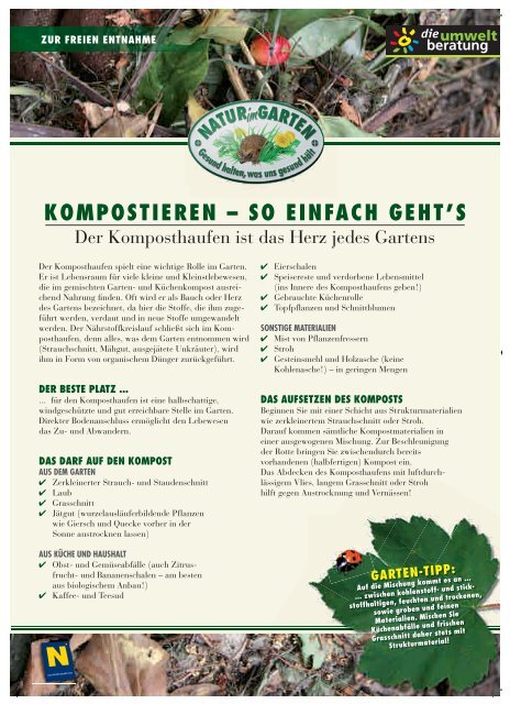 KOMPOSTIEREN SO EINFACH GEHT'S Natur im Garten