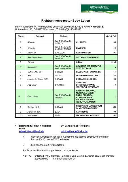 Amaranth Öl Das Gold der Inka - SLI Chemicals GmbH