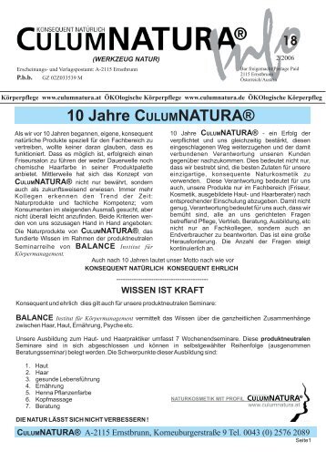 10 Jahre C NATURA® ULUM - CulumNATURA Naturkosmetik